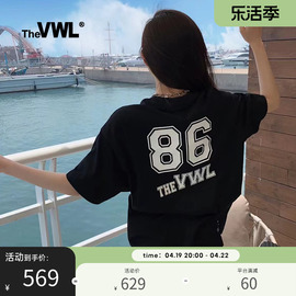 张大大(张大大)vwl美式复古短袖t恤夏季男女士同款宽松t桖字母logo