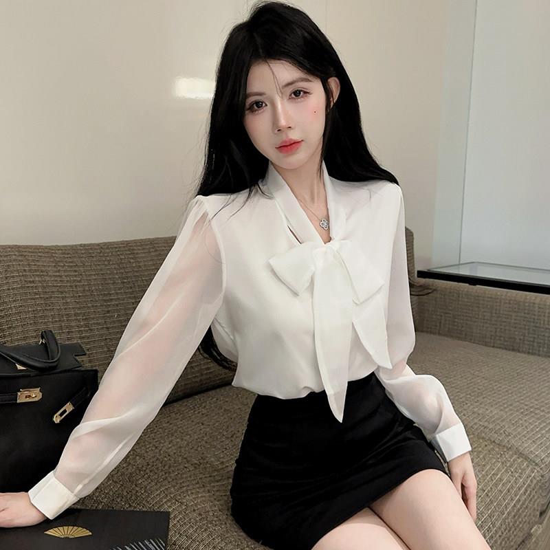 美容院工作服技师女白衬衫法式高端长袖上衣包臀短裙气质套装