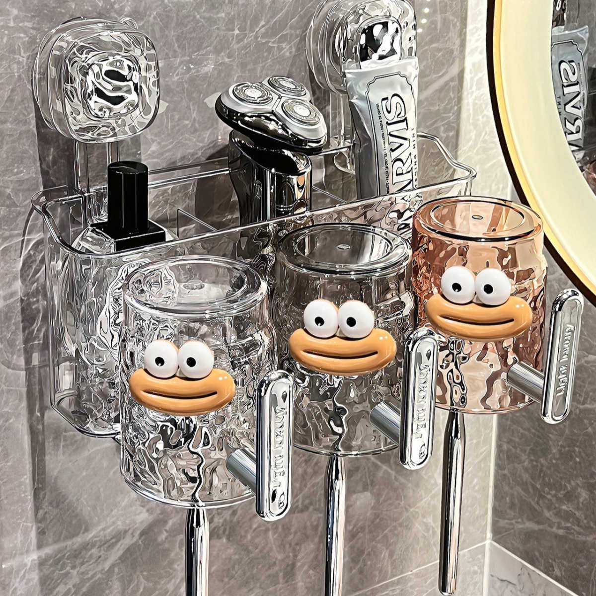 吸盘牙刷置物架免打孔卫生间带把手刷牙杯漱口杯架子壁挂式识别杯,家庭/个人清洁工具,牙刷架/牙具座,淘宝优惠券,粉丝福利购,淘宝优惠卷