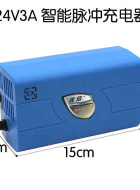 24V3A电瓶充电器游乐场电动碰碰车扫地12V串联车24伏蓄电池充电机