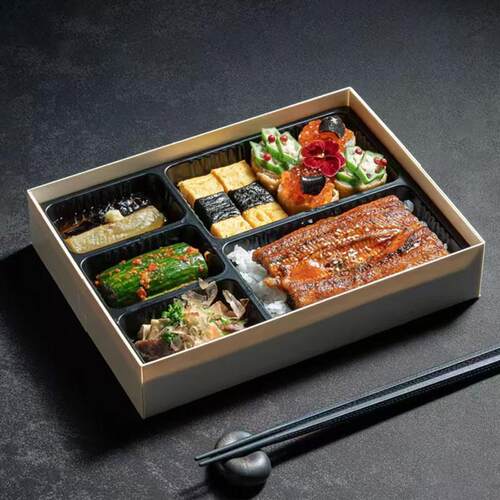 一次性外送日式餐盒分格套餐包装盒五宫格便当盒木制高档打包盒子
