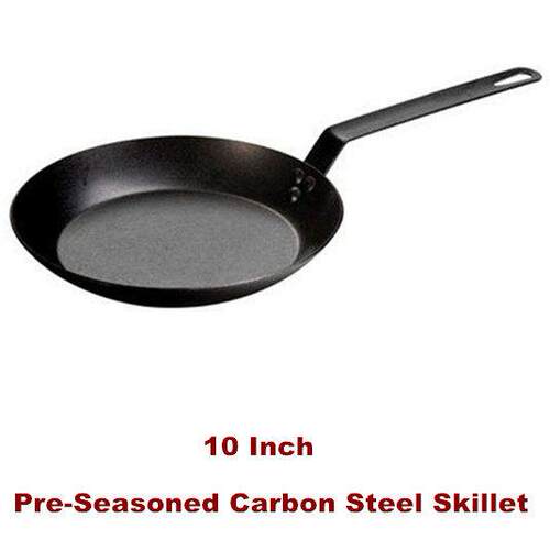 Pre-Seasoned Carbon Steel Frying Pan Skillet Stove Grill
