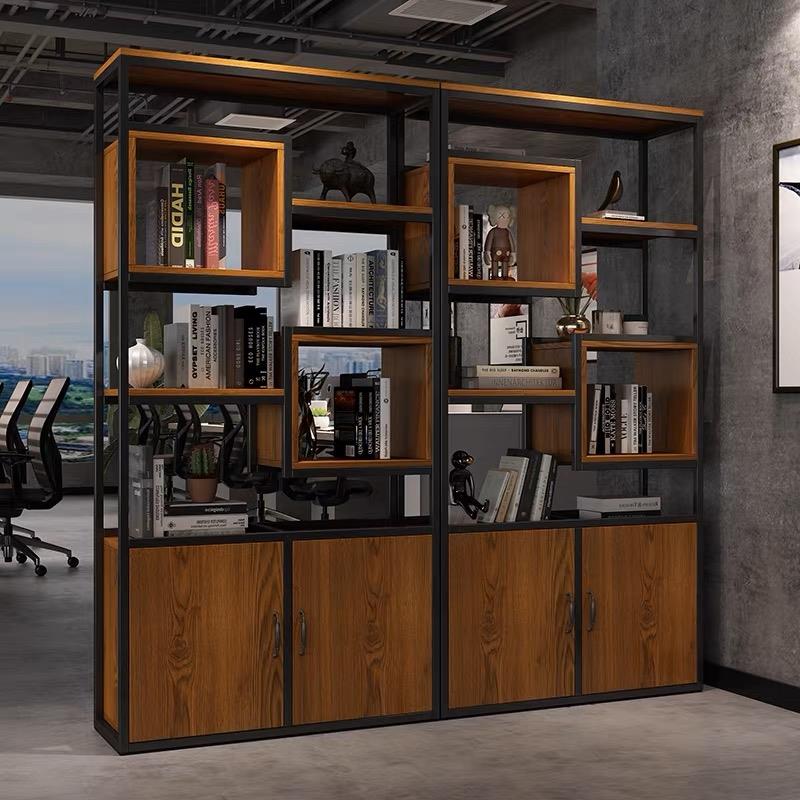 9U厅屏风隔断书柜组合简约落地铁艺置物架办公室书架玄关储物柜子