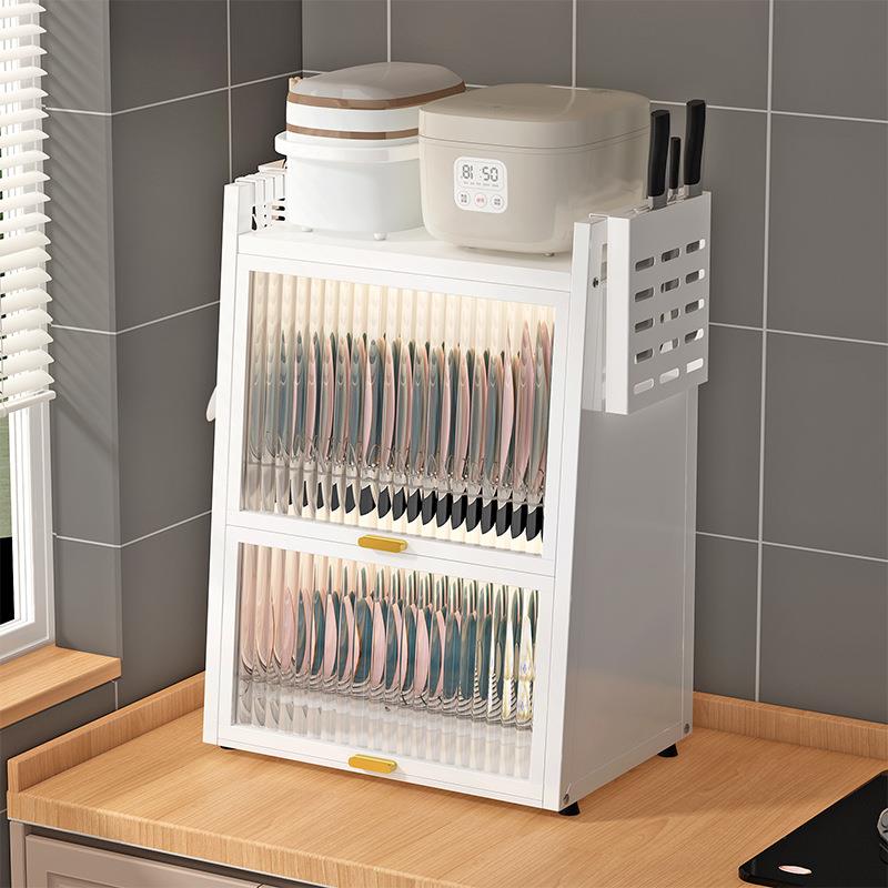 厨房碗柜台面碗碟沥水架全密封防尘收纳架多功能家用碗盘置物架子