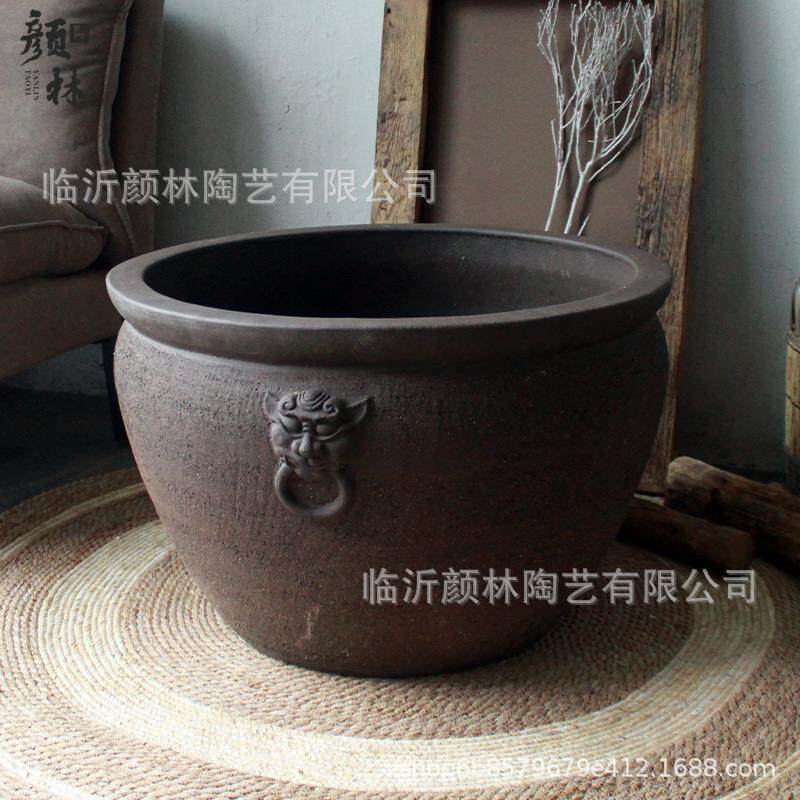 紫砂大缸花盆水养盆庭院大缸透气盆陶缸陶盆大盆大口径花盆土陶盆
