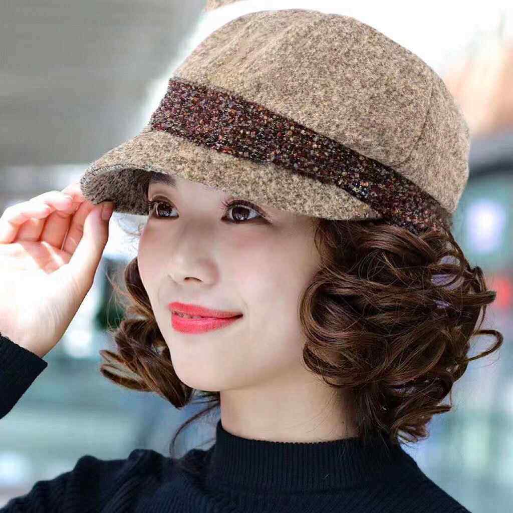 中老年帽子假发一体女短卷发假发逼真自然帽子带头发秋冬帽子假发