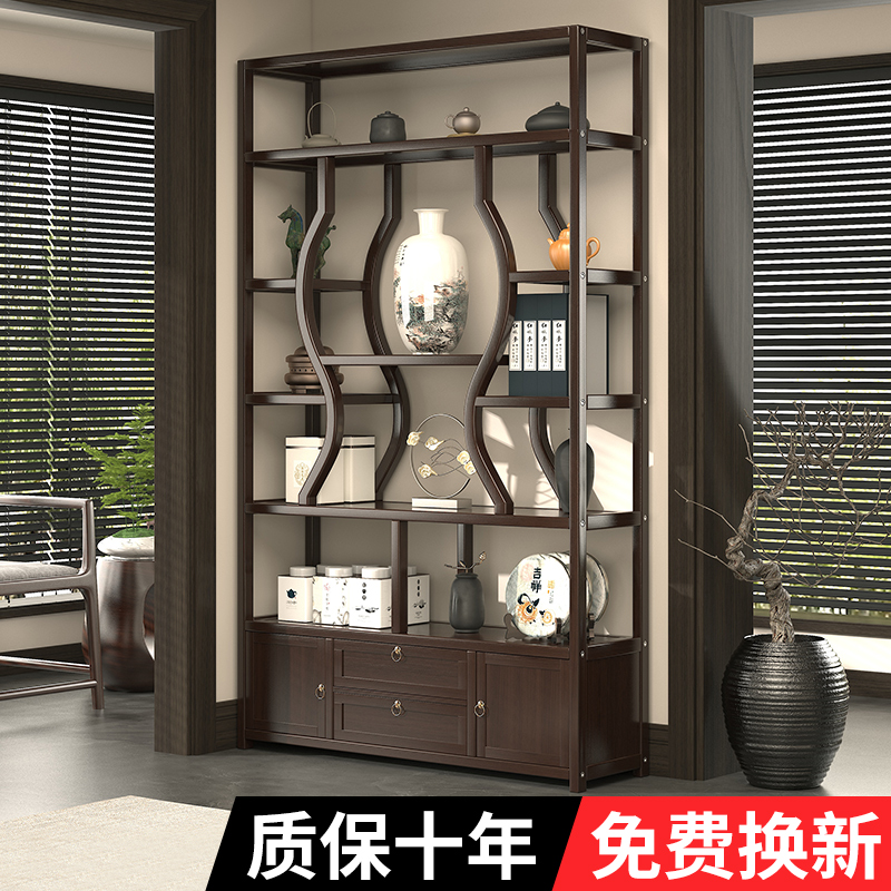 新中式博古架茶室茶叶展示架非实木茶柜茶具架子置物架隔断收纳架