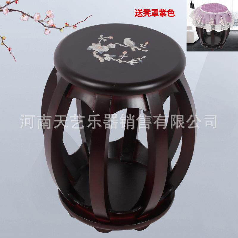 古筝圆凳古筝凳子实木古筝圆凳素面款印花款古筝琴凳结实耐用