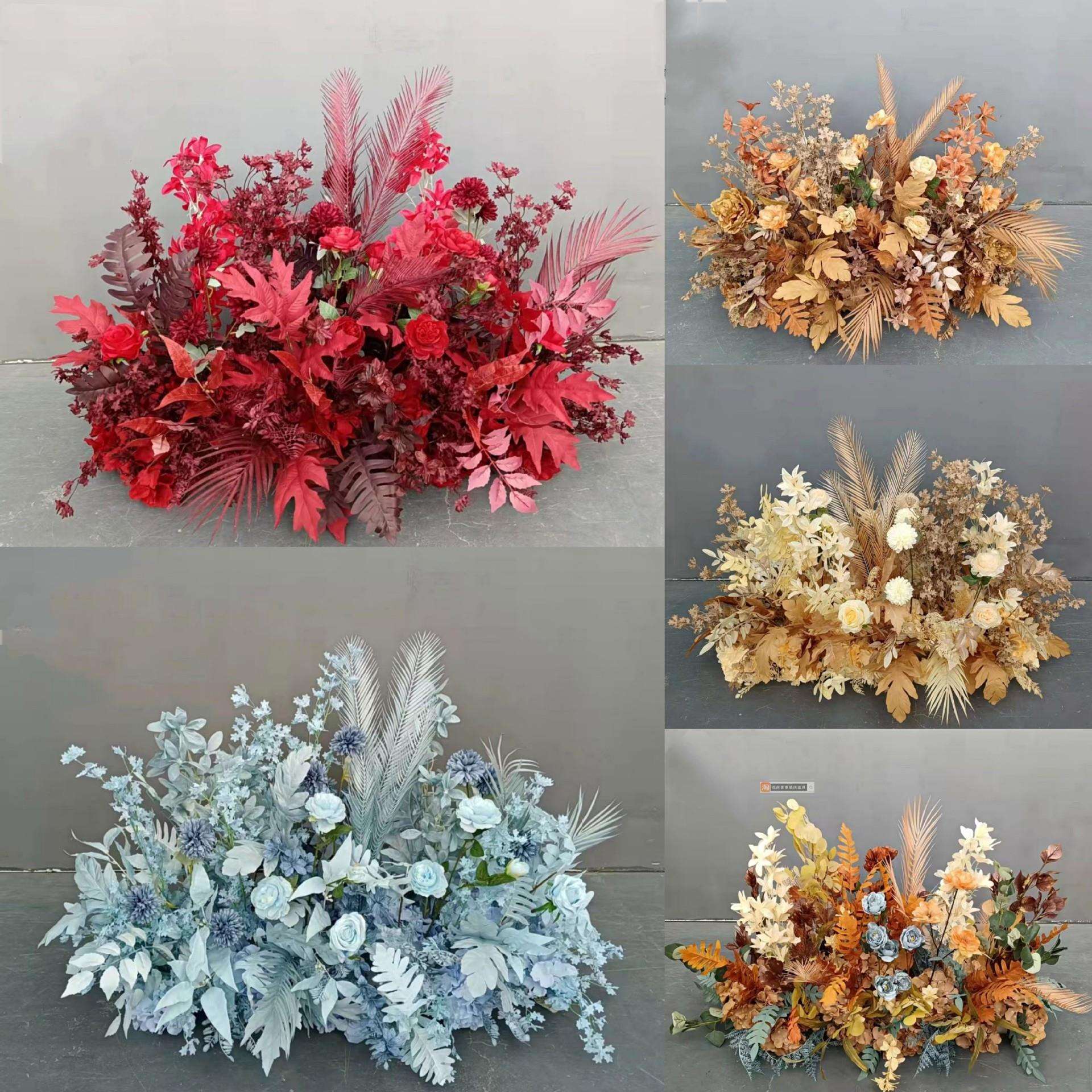 促销婚庆精品地排花仿真绢花成品装饰尤加利花排酒店路引婚礼花艺