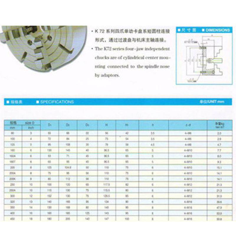 厂家供应K72800瓦房店 四爪卡盘 手动大通孔卡盘车床卡盘车床卡盘
