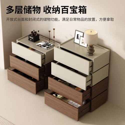 高级轻奢感床头柜简约现代卧室小型收纳储物柜家用积木高级床边柜