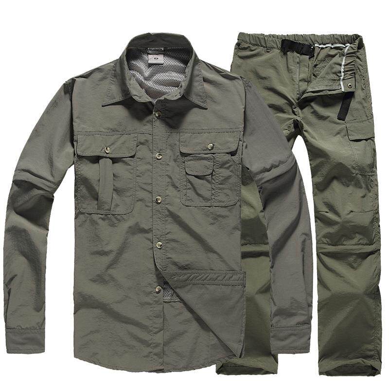 夏季户外男薄款速干衣裤套装时尚可拆卸快干透气登山服速干套装