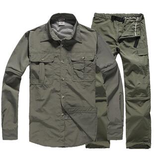 夏季户外男薄款速干衣裤套装时尚可拆卸快干透气登山服速干套装