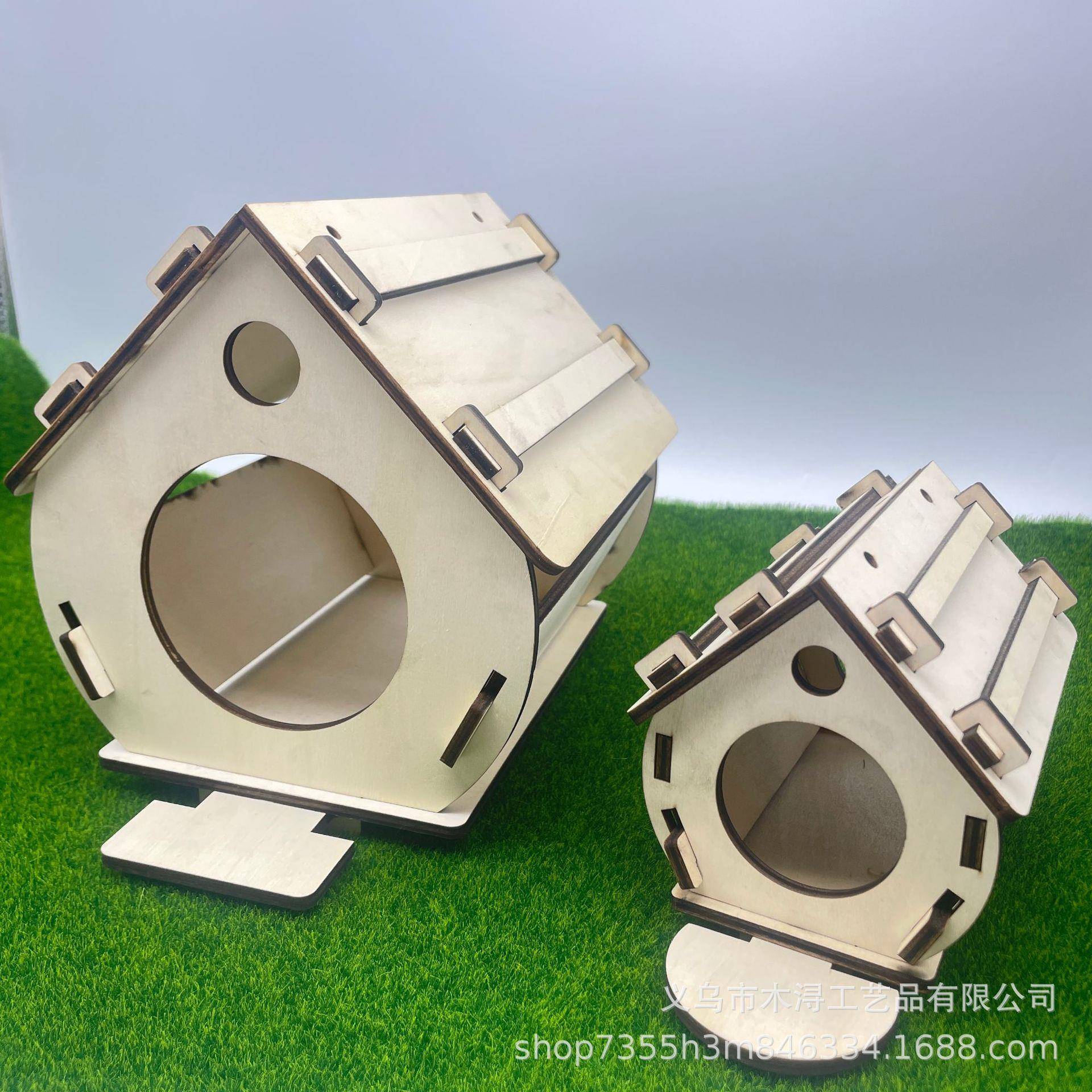 户外木质鸟窝鸟笼悬挂式鸟别墅DIY木质鸟屋鹦鹉玩具宠物用品图片