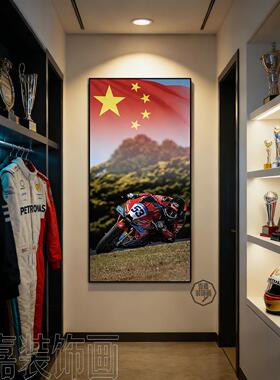 张雪机车WSBK夺冠装饰画德比斯车手冠军海报客厅挂画国旗世界名画