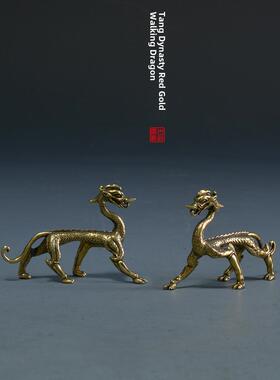 采购产品陕西中式礼品，文化创意饰品，唐代红金行龙小饰品，古典