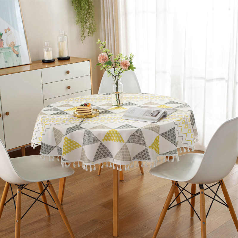 几何三角防水流苏桌布家用装饰书桌餐桌布防尘圆形茶几布,居家布艺,椅套/椅垫,淘宝优惠券,粉丝福利购,淘宝优惠卷