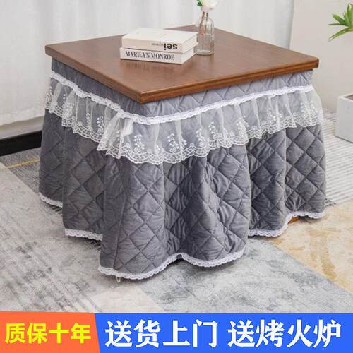 烤火桌子家用可折叠多功能 电取暖桌实木正方形烤火架简易小餐桌