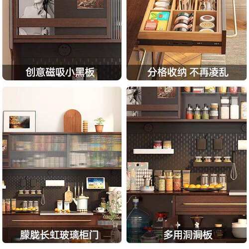 北欧实木餐边柜现代简约轻奢茶水柜客厅靠墙储物高柜家用收纳酒柜
