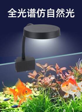 补光鱼缸灯usb夹式灯全光谱led水草生长灯水族箱中小圆型缸造景灯