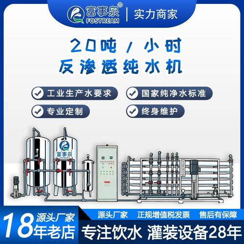 厂家供应20吨每小时全自动去离子RO反渗透纯净水生产设备