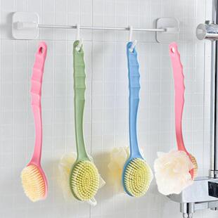 2-in-1 Double-Sided Long Handle Bath Brush with Loofah, Soft