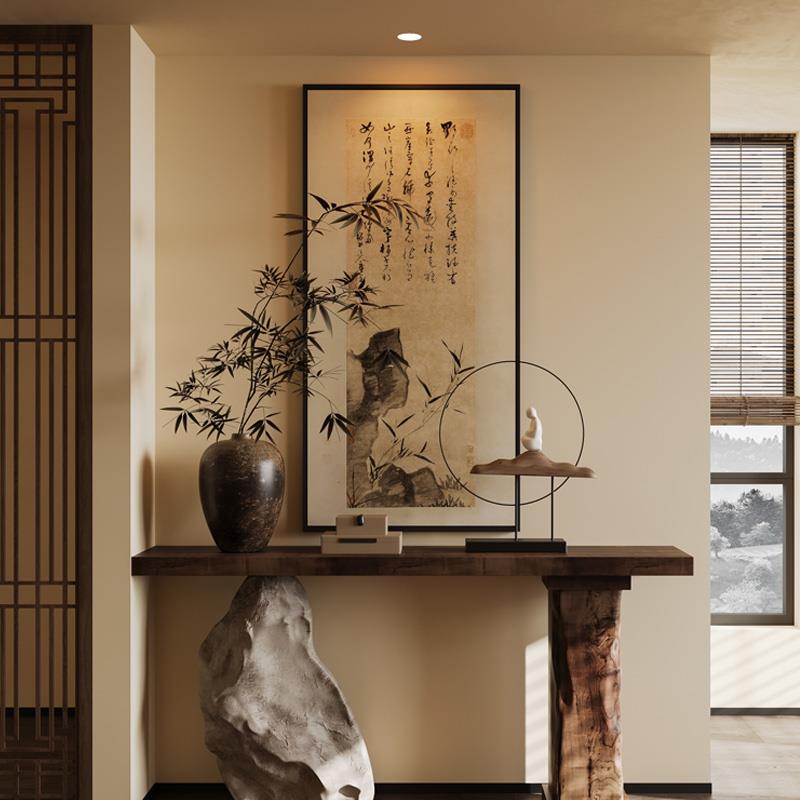 宋氏美学中古挂画新中式沙发背景客厅落地画茶室玄关装饰画太湖石