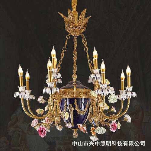 欧式铜灯法式全铜复古吊灯客厅餐厅楼梯别墅奢华宫廷大气
