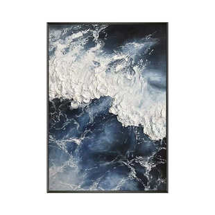 手绘装饰油画客厅轻奢抽象现代沙发背景墙壁挂画成品高端大海风景