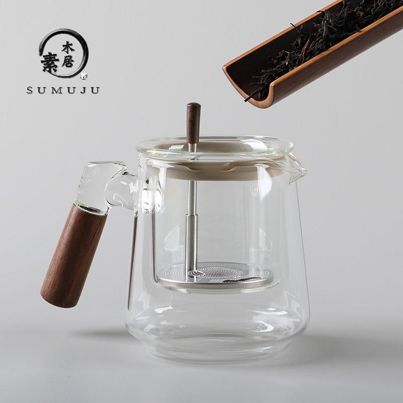 玻璃泡茶壶一键过滤飘逸杯茶水分离冲茶壶耐高温玻璃内胆泡茶神器