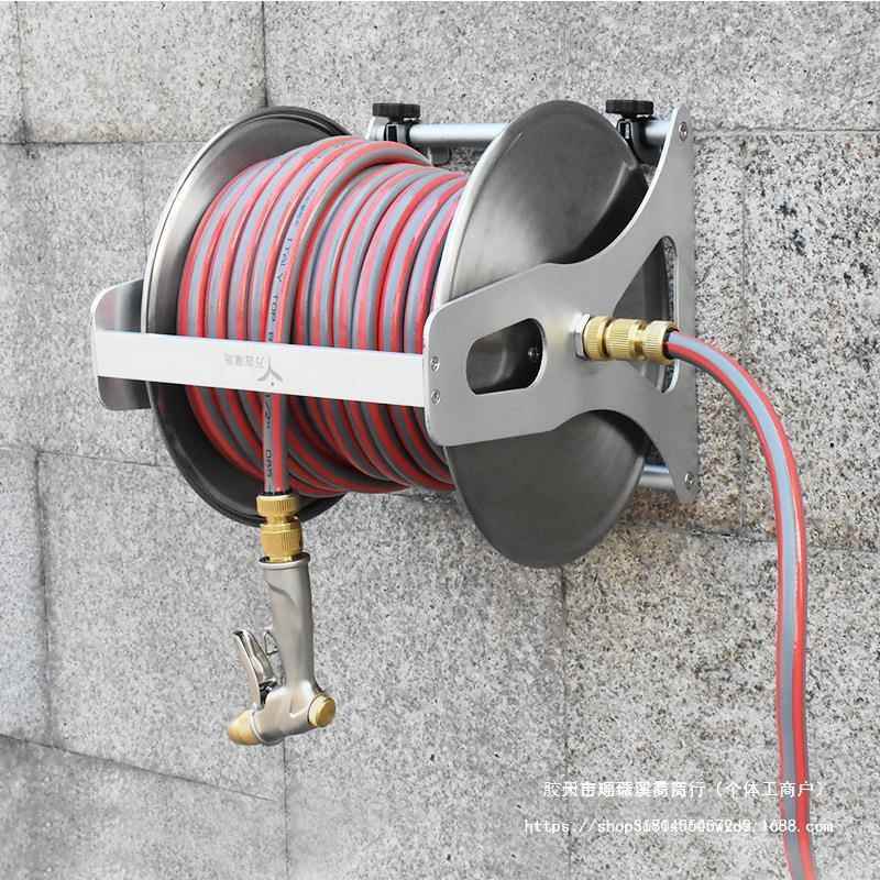 不锈钢水管收纳架收卷器收管软管家用浇花水管车花园卷管器挂墙式