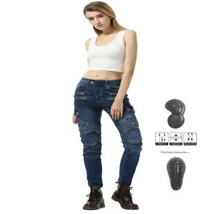 个性 款 式 LOONG 摩托骑行休闲机车长裤 女款 牛仔裤 机车防摔 BIKER