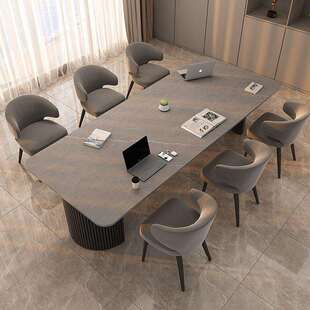 岩板会议桌简约现代长桌办公桌大型接待洽谈培训桌长方形桌椅组合