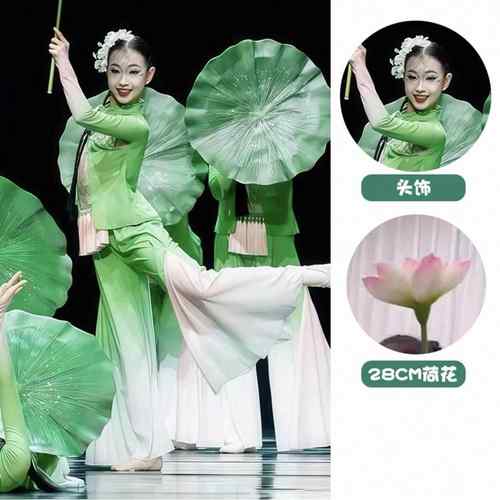 高档采购产品儿童叶表演表服装，女荷荷叶，古典舞服装，江南捡性