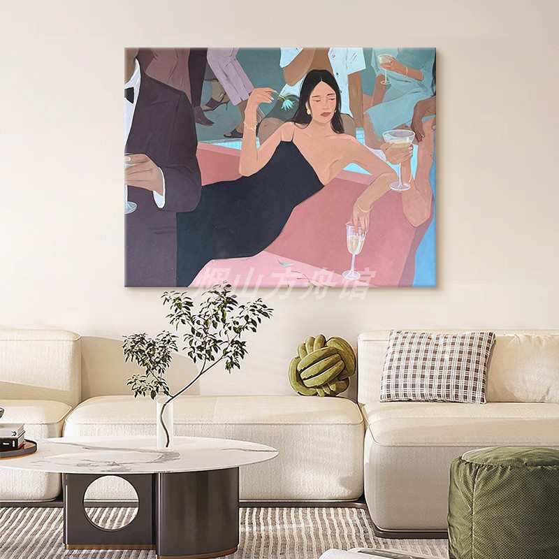 抽象女性人物装饰画玄关小众艺术丙烯挂画客厅沙发背景墙手绘油画图片