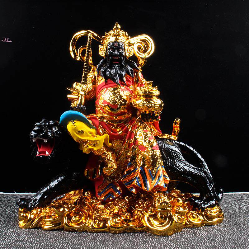 装藏武摆财神赵公明骑虎树脂关羽关公件客厅面文五路财神像桌武财