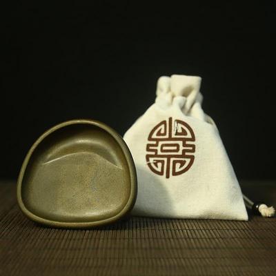 高档国家非 歙砚砚台《三足鼎立纯手工砚台 然黄鱼籽歙县砚台精品