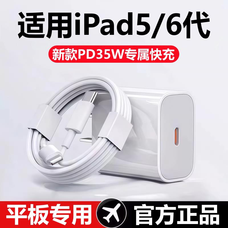 适用iPad5/6代充电器头苹果平板6代快充线35W原线装ipad5代充电头