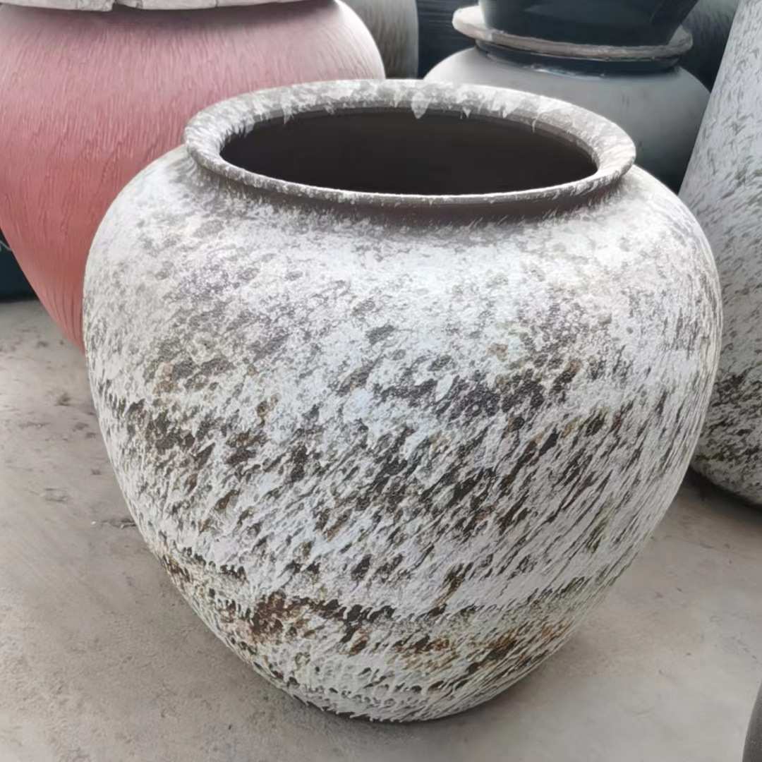 摆件干支复古做陶瓷粗陶土陶罐落地花盆花瓶景观大号禅意工艺品旧