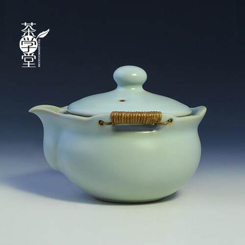 茶学堂天青汝窑手抓壶防烫大号盖碗茶壶快客杯泡茶杯单壶功夫茶具