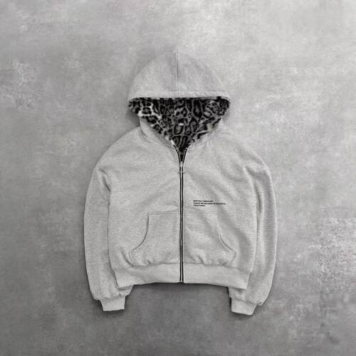 Unisex Leopard Hoodie, Casual Fitted Long Sleeve Pullover