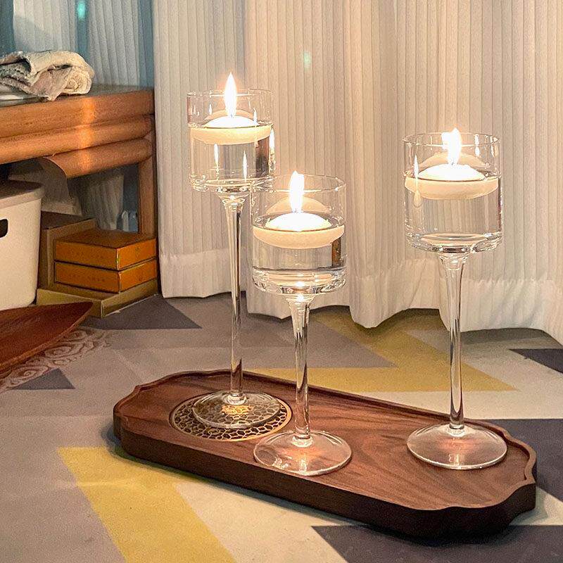 圣诞节高脚玻璃烛台浪漫烛光晚餐酒店餐厅婚礼生日派对烛台蜡烛杯