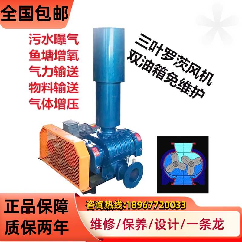 小型实验室污水医院废水处理低噪音回转式滑片罗茨鼓风机厂家章丘