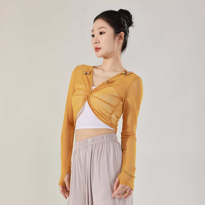 舞蹈服女成人现代舞练功服纱衣古典基础修身上衣形体基训演出服装