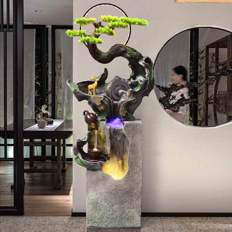 新中假山式流水泉水幕墙喷摆件落地屏生IEW财客厅装饰循环风水景