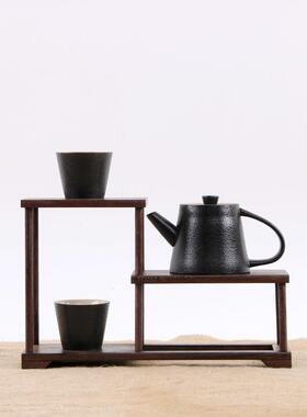 鸡翅木紫砂壶架子摆件茶具架示茶架实小CPW展博古架多宝木阁架底
