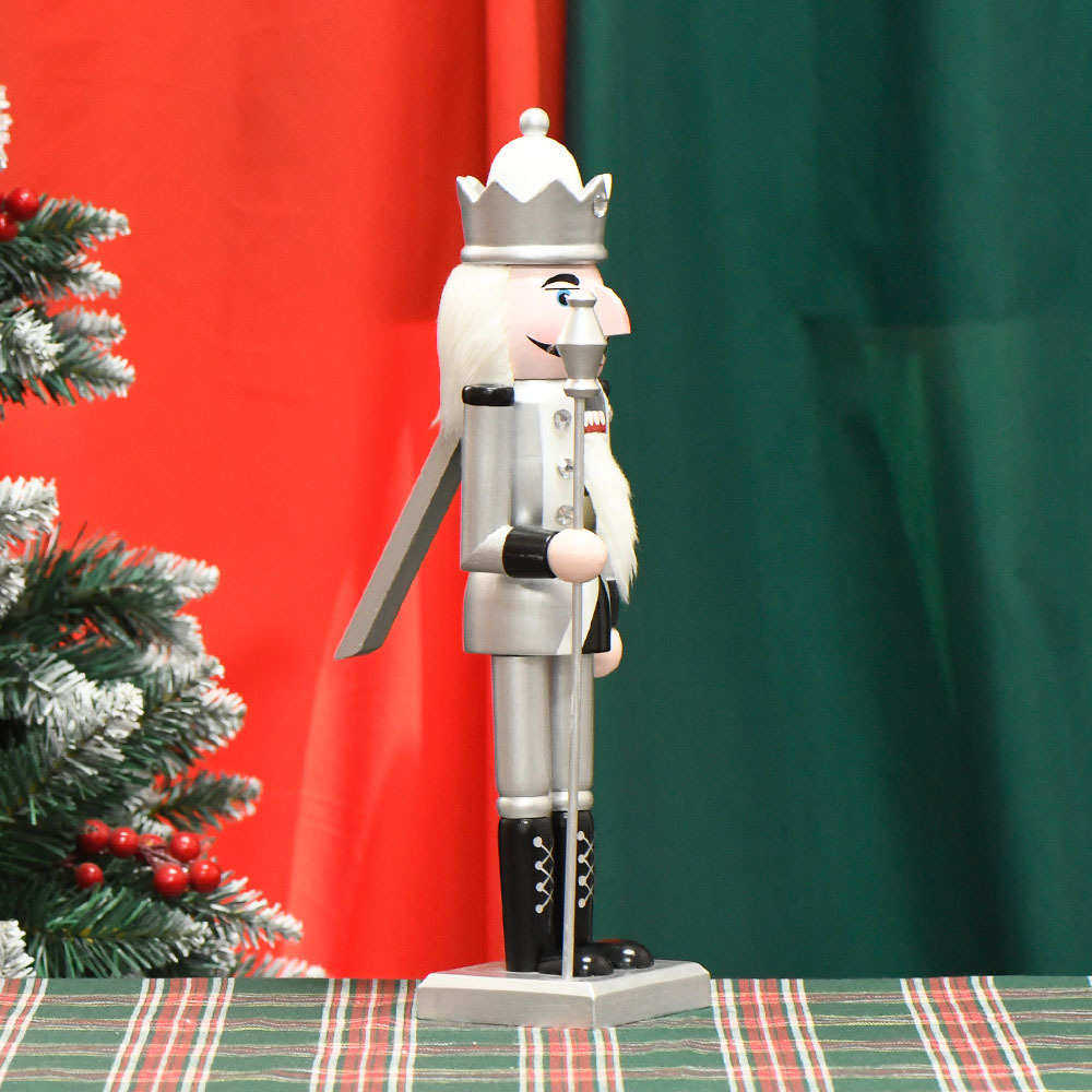 24新款36CM银色皇仗国王胡桃兵胡桃夹子实木装饰工艺品圣诞摆件,家居饰品,木雕,淘宝优惠券,粉丝福利购,淘宝优惠卷