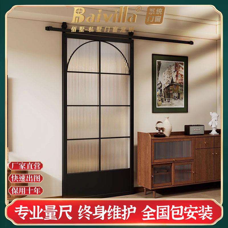 工厂生产卫生间用法式吊轨折叠门简约玻璃推拉门厨房谷谷玻璃单门