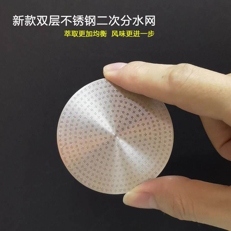 双层不锈钢二次分水网均匀萃取过滤片意式咖啡机手柄粉碗烧结片