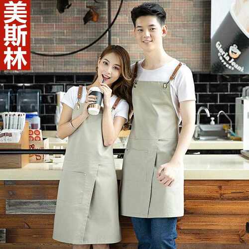 帆布牛仔耐磨围裙印字logo花艺理发师烘焙咖啡厅服务员工作服